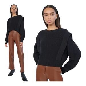 Babaton Grazia Merino Wool Sweater With Shoulder Pads Womens Size Large